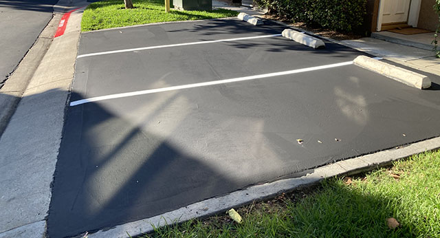 Freshly painted parking spaces.